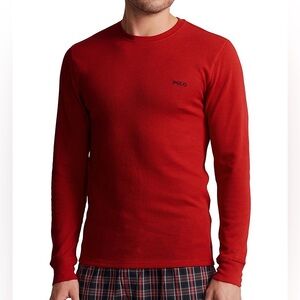 Polo Ralph Lauren Sleepwear Pajama Shirt Mens Large Red Long Sleeve Waffle Knit
